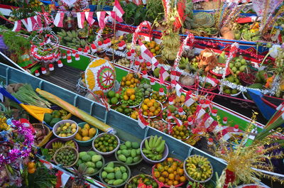 High angle view of food in greenhouse