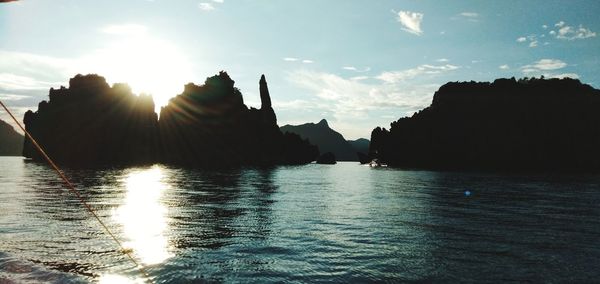 Panoramic view of sea against sky during sunset