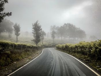 Road amidst trees against sky