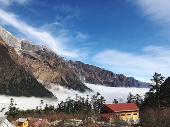 Scenic view of mountains against sky