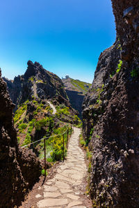 The beginning of pr1 from pico do areeiro path to pico ruivo, madeira island, portugal