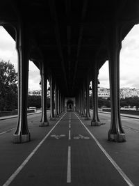 Underneath of bridge in city