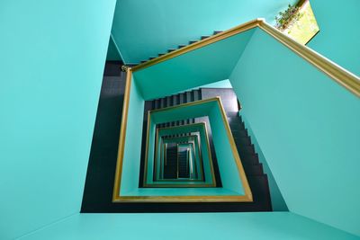 Low angle view of spiral staircase of building