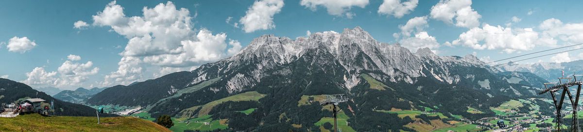 Panoramic view of mountains against sky