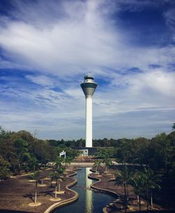 Communications tower against sky