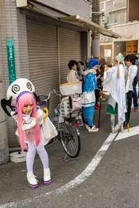 People on street in city