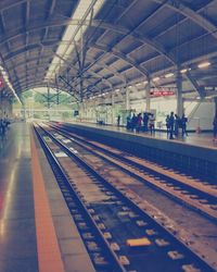 Railroad station platform against sky