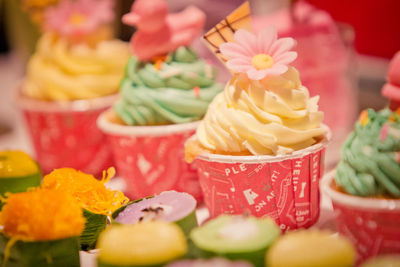 Close-up of cupcakes on plate