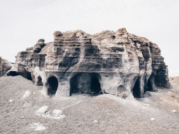 Low angle view of rock formations