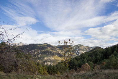 Scenic view of mountains against sky