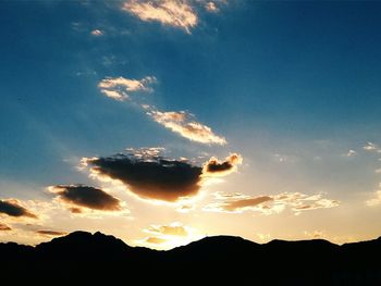 Low angle view of sky at sunset