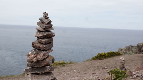 Stack of pebbles on beach