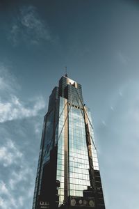 Low angle view of modern building against sky