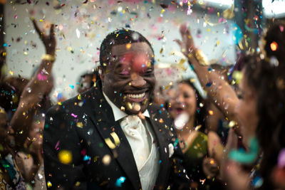 Happy man at a party