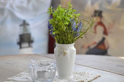Close-up of glass vase on table