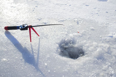 Low section of person skiing on snow