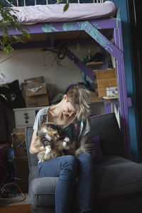 Young woman hanging out in her apartment