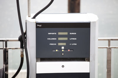 Close-up of telephone booth