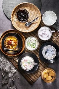 High angle view of food on table