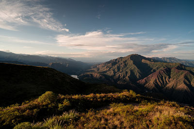 Scenic view of mountains against sky