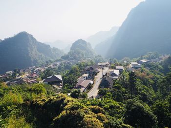 High angle view of townscape against sky