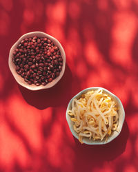 High angle view of dessert in bowl on table