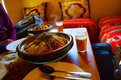 Close-up of food on table