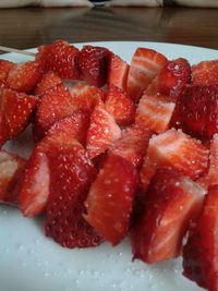 Close-up of strawberries in plate