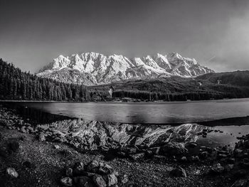 Scenic view of lake and mountains