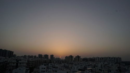 Panoramic view of buildings against sky during sunset