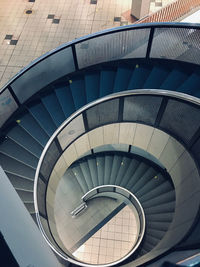 High angle view of spiral staircase in building