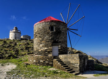 Low angle view of old building against sky