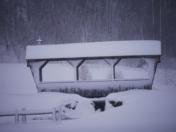 Snow covered built structure in winter