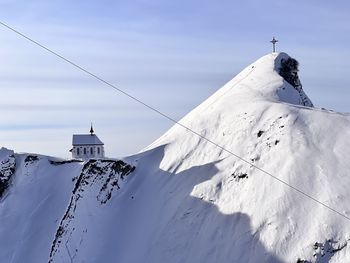 Scenic view of snow covered mountain against sky