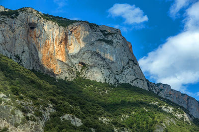 Low angle view of mountain against sky