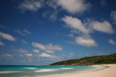 Scenic view of sea against cloudy sky
