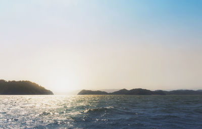 Scenic view of sea against clear sky