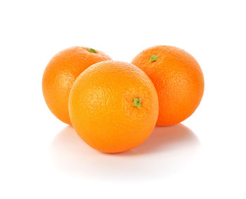 Close-up of orange fruit against white background