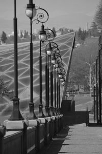 Street lights on footpath in city