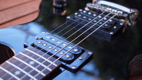 High angle view of guitar