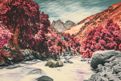 Scenic view of mountain against sky during winter