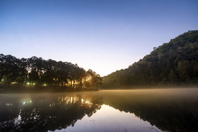 In the morning, a small village on a valley in the north of thailand.