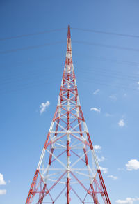 Low angle view of electricity pylon against sky