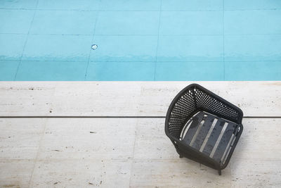 High angle view of swimming pool against wall