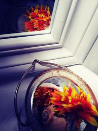 High angle view of flowers in vase