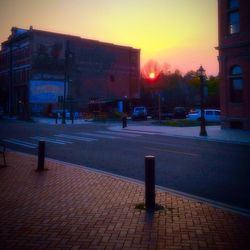 View of buildings at sunset