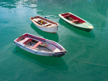 High angle view of boat in sea