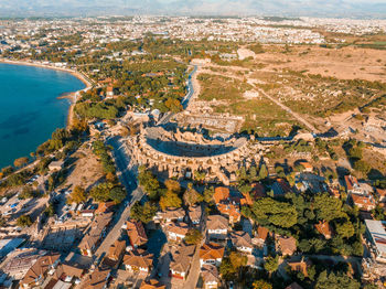 The ancient city of side. port. peninsula. turkey. manavgat. antalya.