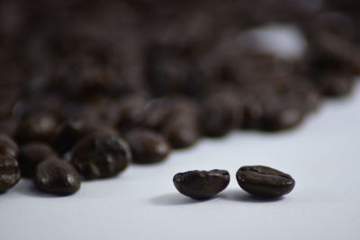 Close-up of coffee beans on table