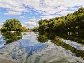 Scenic view of lake against sky